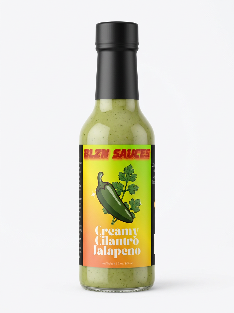 Creamy Cilantro Jalapeño — bottle mockup based on its original label