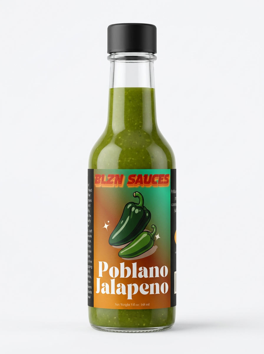 Poblano Jalapeño — bottle mockup based on its original label